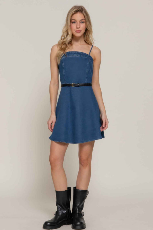 Belted Cami A-line Mini Dress