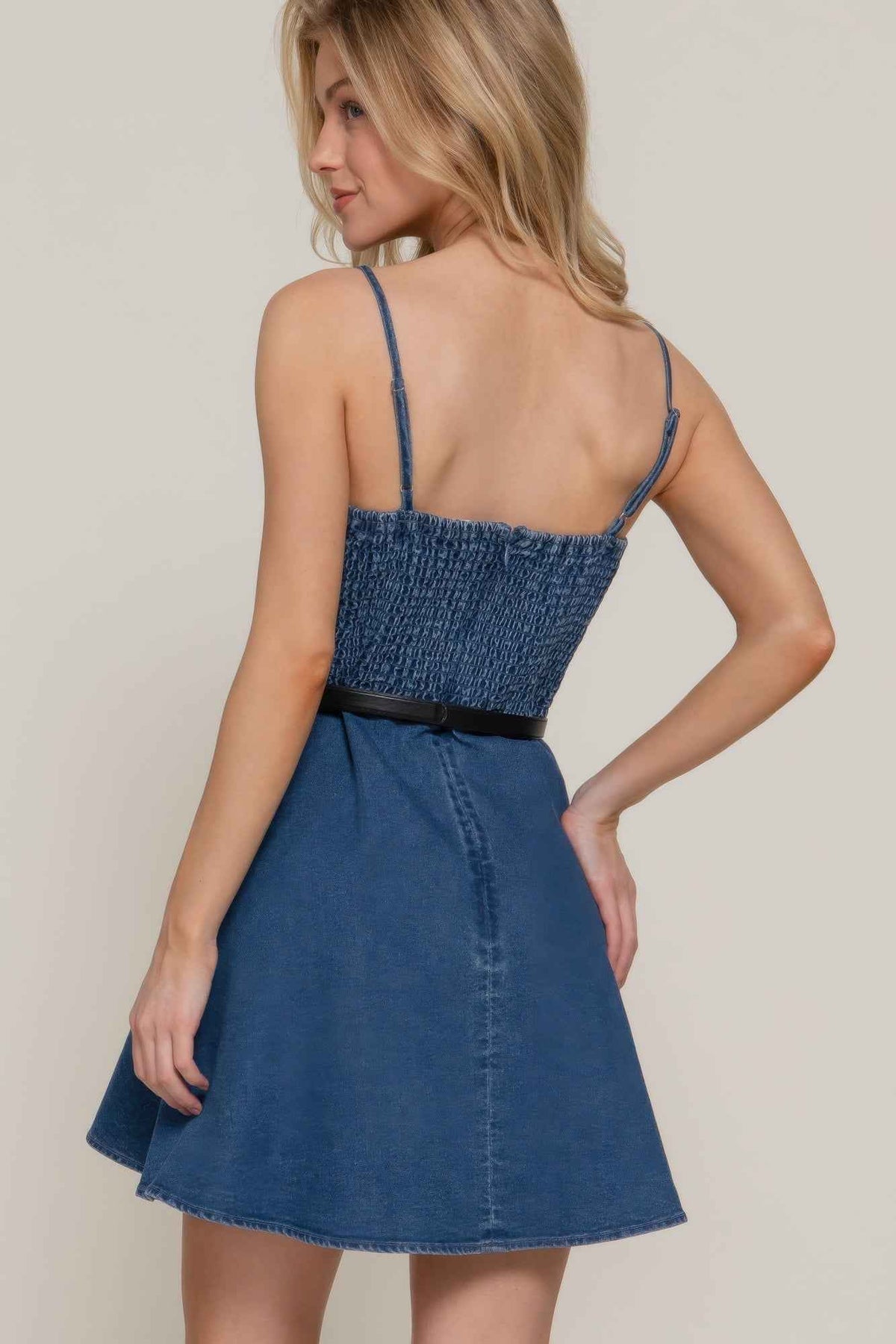 Belted Cami A-line Mini Dress