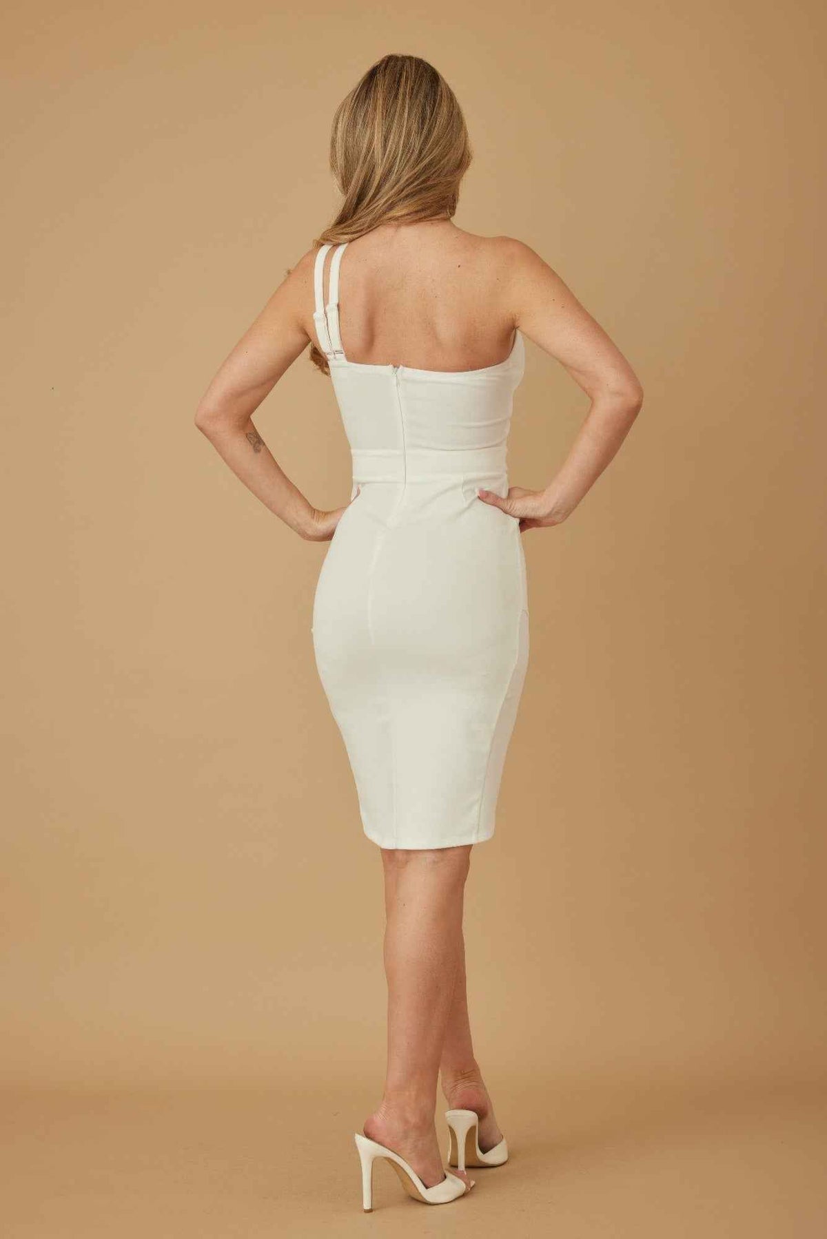 Double Cut Strap Midi Dress