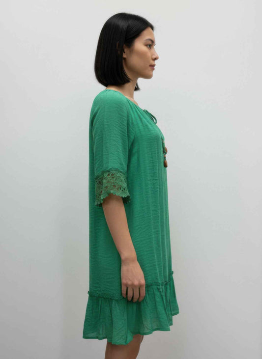 Mlle Gabrielle Solid Elbow Sleeve Dress