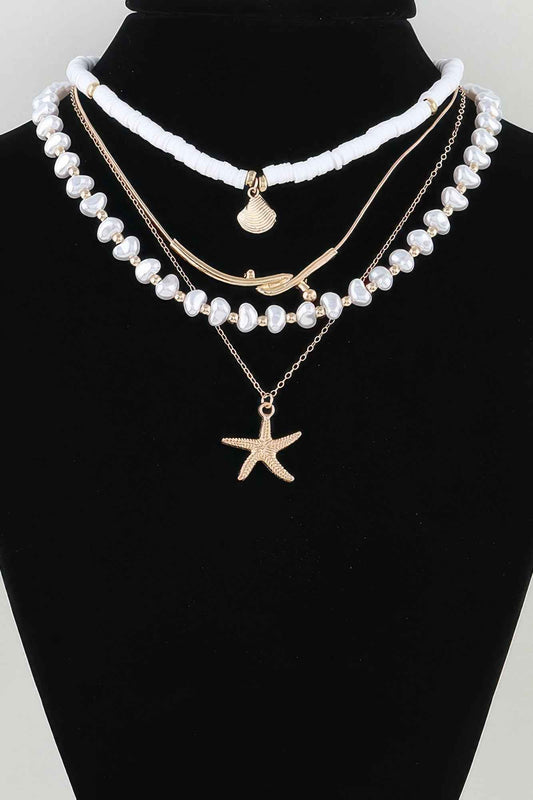 Multi Starfish Beaded Necklace